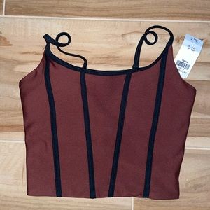 NWT Abercrombie YPB sculptLUX Slim Scoopneck Cami Cocoa Stripe